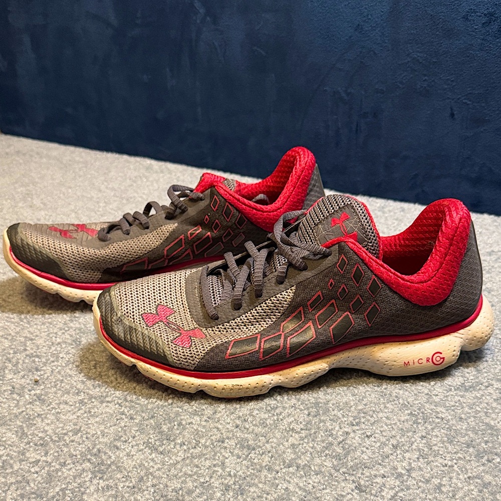Under Armour Women’s Micro G Mesh Gray and Pink Running Shoes